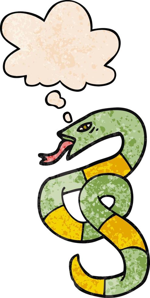 tecknad orm och tankebubbla i grunge texturmönster stil vektor