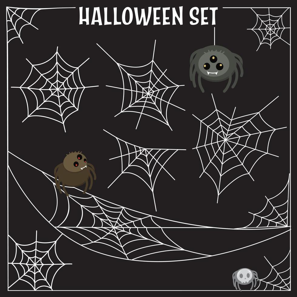 Vektor-Spinnennetz-Halloween-Set. vektor