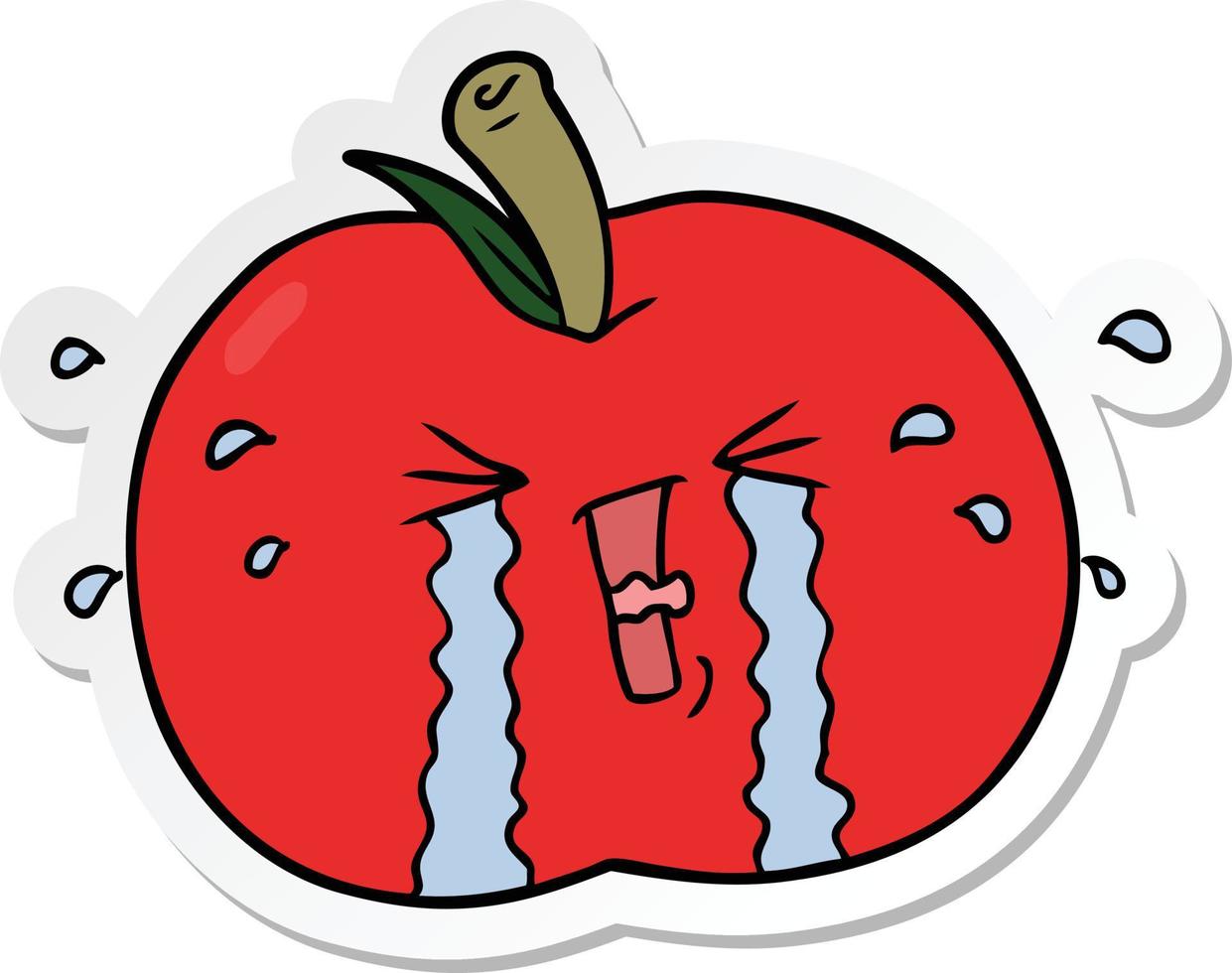 Aufkleber eines Cartoon-Apfels, der weint vektor