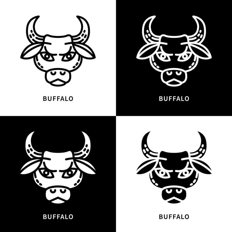 buffalo logotyp vektor. oxhuvud teckensymbol. tjur djur ikonuppsättning illustration vektor