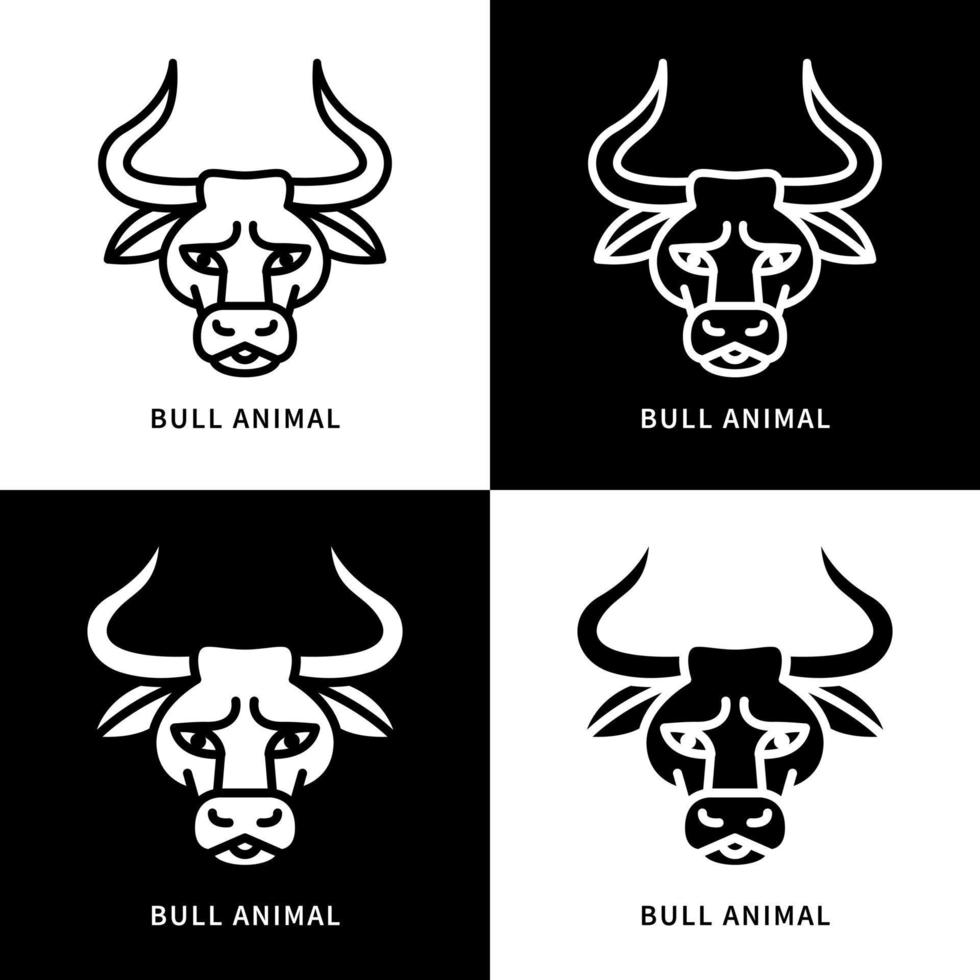 tjur djur ikonuppsättning illustration. buffalo logotyp vektor. ox zodiac design tecken symbol vektor