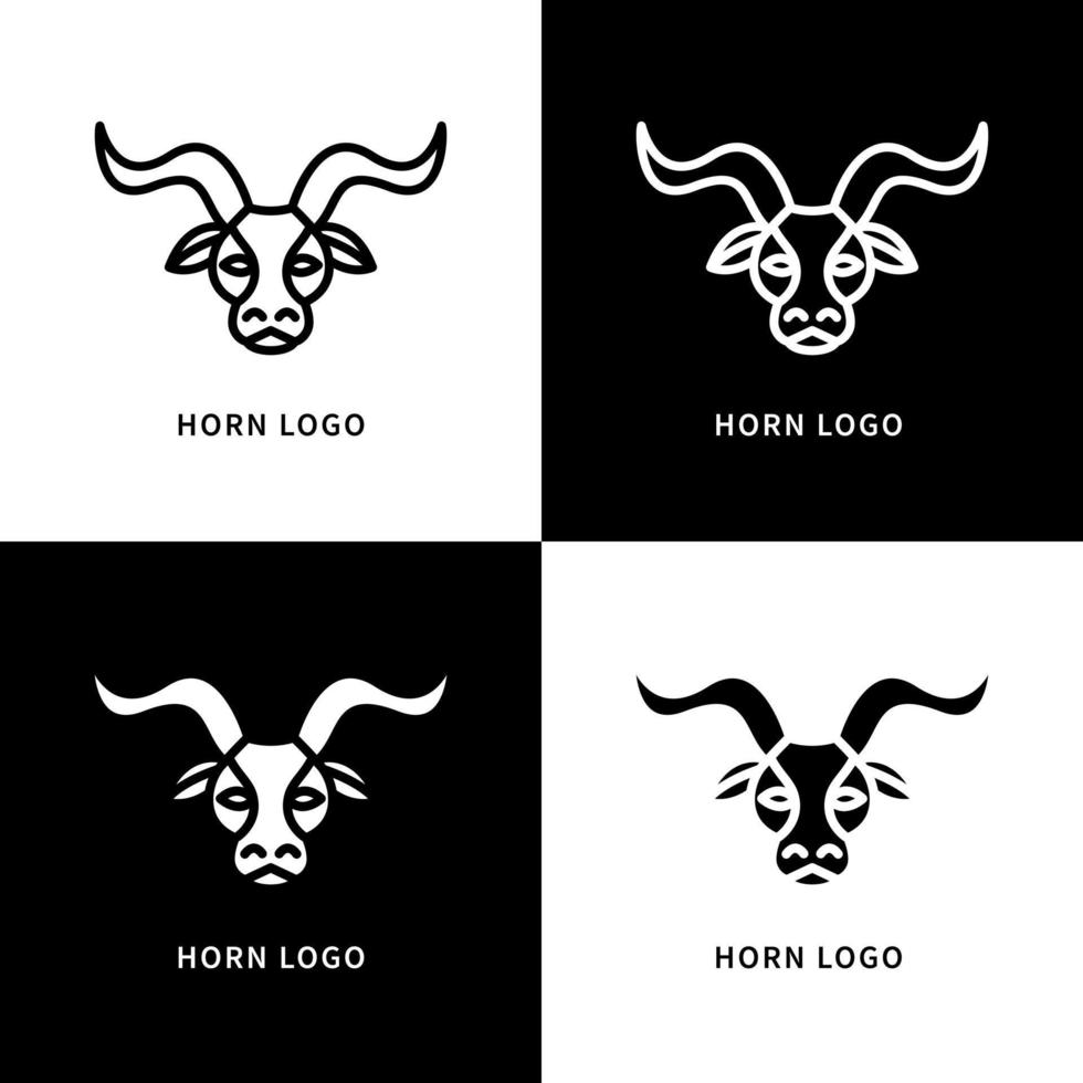 Büffelhorn-Logo-Vektor. Ochsenkopf-Charakter-Maskottchen-Symbol. bull tier symbol gesetzt illustration vektor