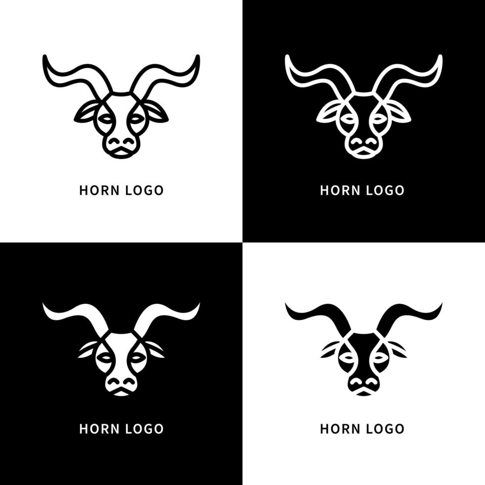buffelhorn logotyp vektor. oxe huvud karaktär maskot symbol. tjur djur ikonuppsättning illustration vektor