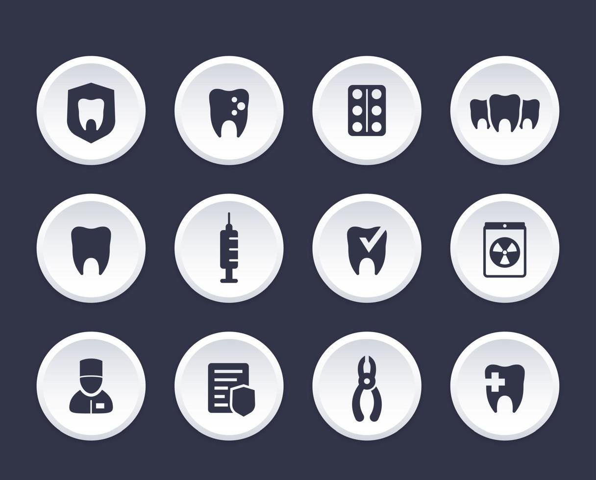 tänder, oral medicin, tandvård, stomatologi, tandvård vektor ikoner set