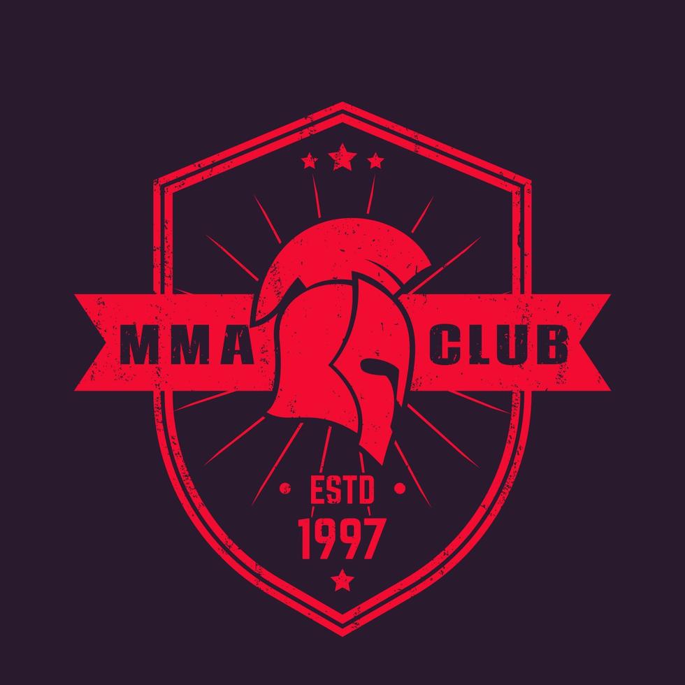 mma emblem, märke, logotyp med spartansk hjälm vektor