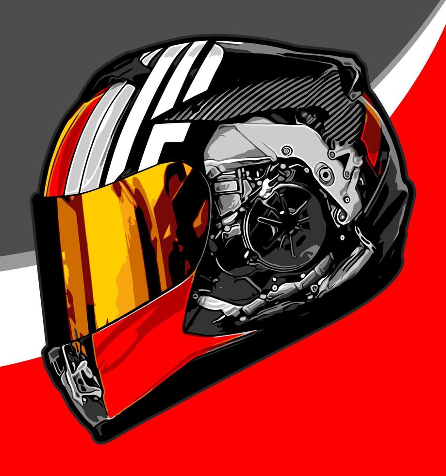 ein cooler Helm mit einem Motorrad vektor