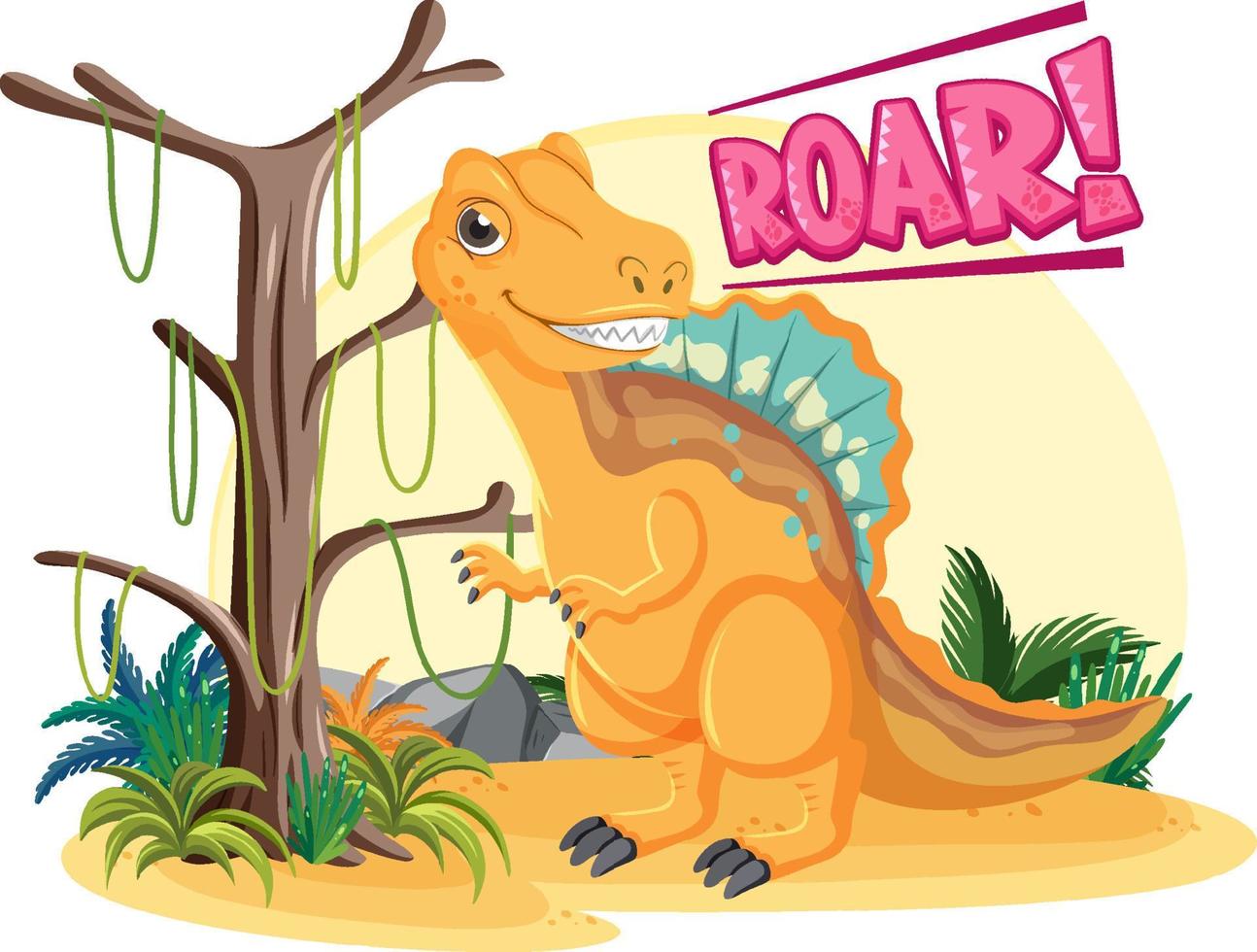 kleine niedliche Spinosaurus-Dinosaurier-Zeichentrickfigur vektor