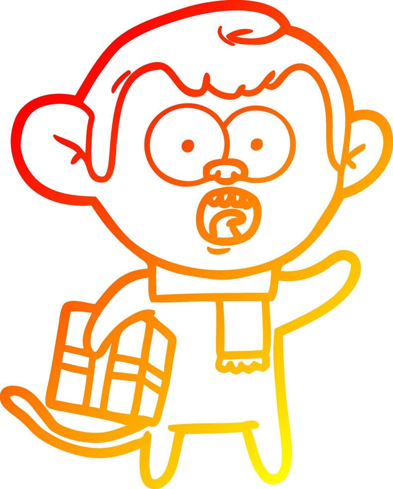warme Gradientenlinie Zeichnung Cartoon schockierter Affe vektor