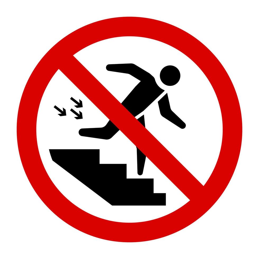 varning kör inte i trappan tecken och symbol grafisk design vektorillustration vektor