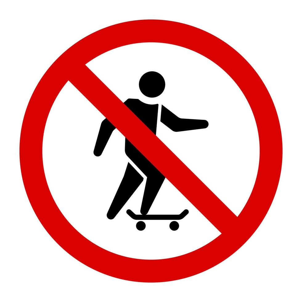 Warnung kein Skateboard-Bereich Zeichen und Symbol Grafikdesign Vektor-Illustration vektor