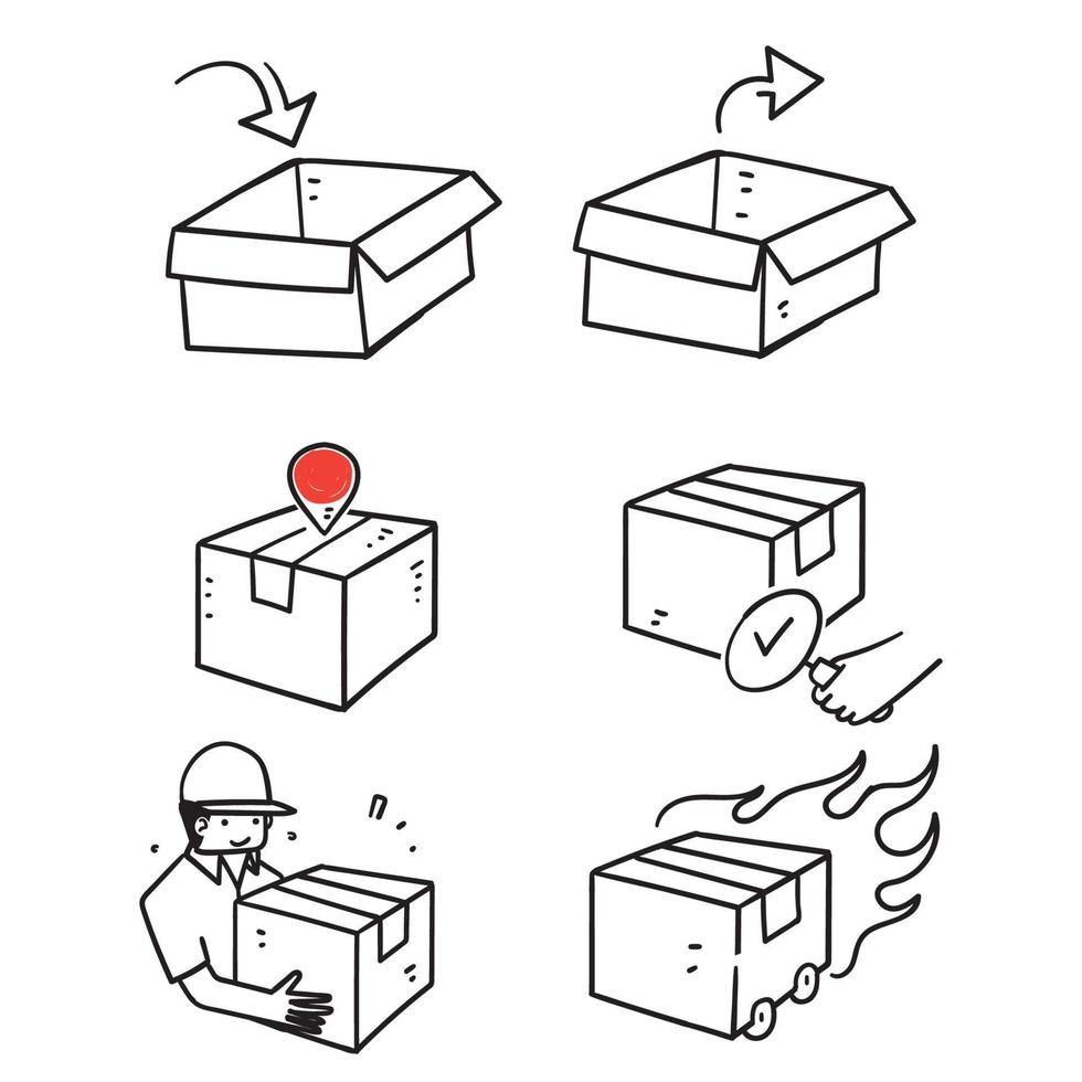 handritad doodle enkel uppsättning fraktrelaterade illustration vektor