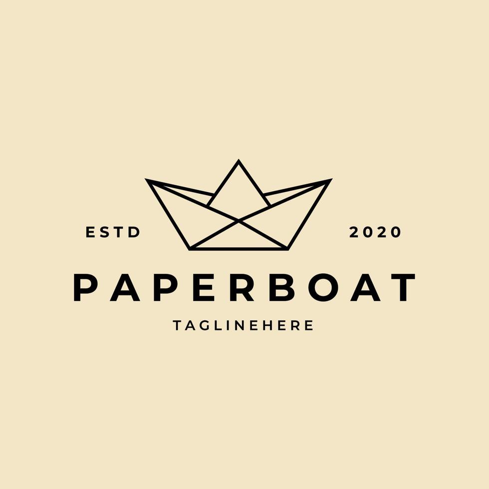 Papierboot Strichzeichnungen minimalistisches Logo-Vektorsymbol-Illustrationsdesign vektor