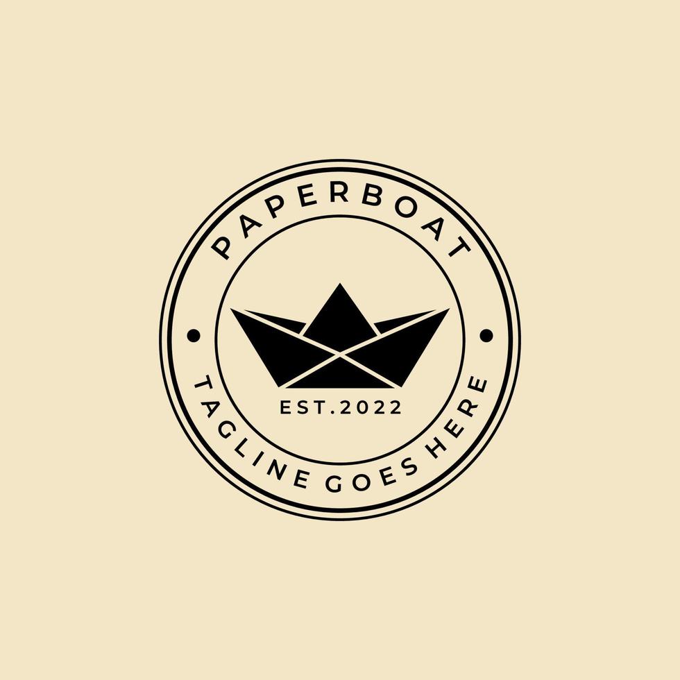 pappersbåt minimalistisk badge logotyp vektor symbol illustration design