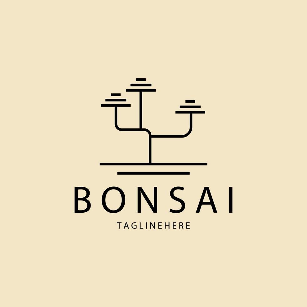 bonsai line art logotyp vektor illustration formgivningsmall