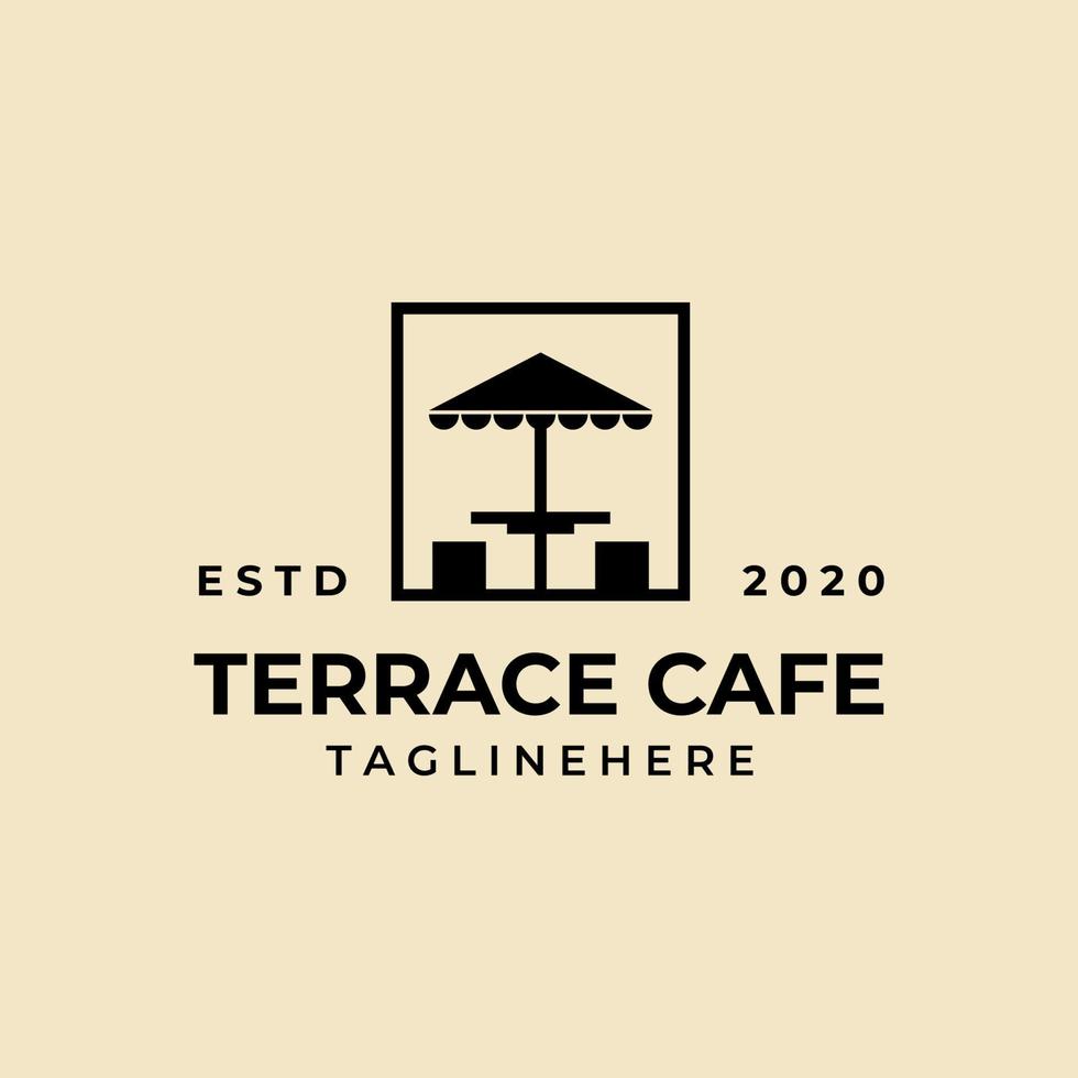 terrass café vintage badge logotyp vektor illustration design