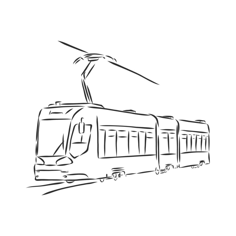 Straßenbahn-Vektorskizze vektor