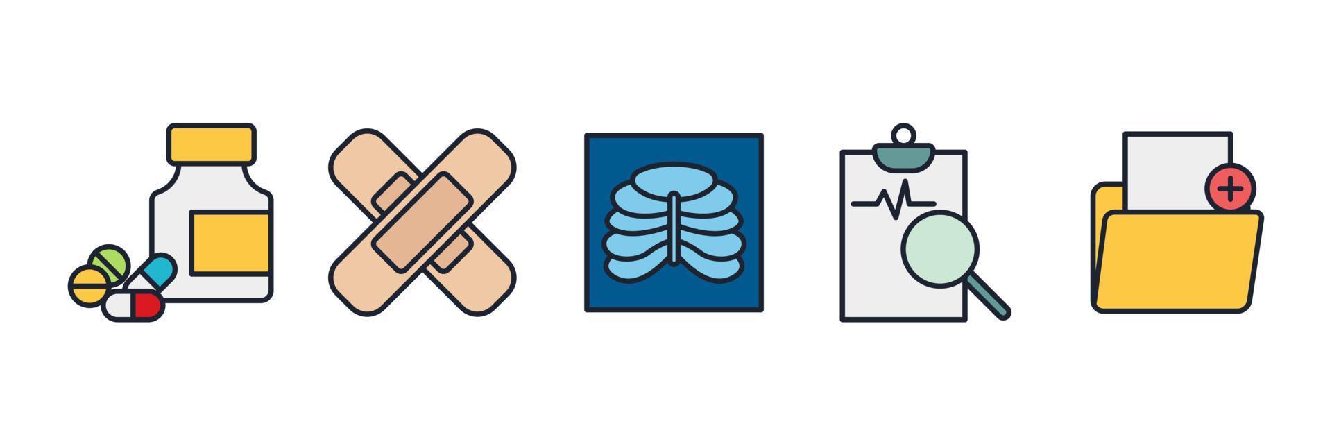 Medizin und Gesundheit setzen Symbolsymbolvorlage für Grafik- und Webdesign-Sammlung Logo-Vektorillustration vektor