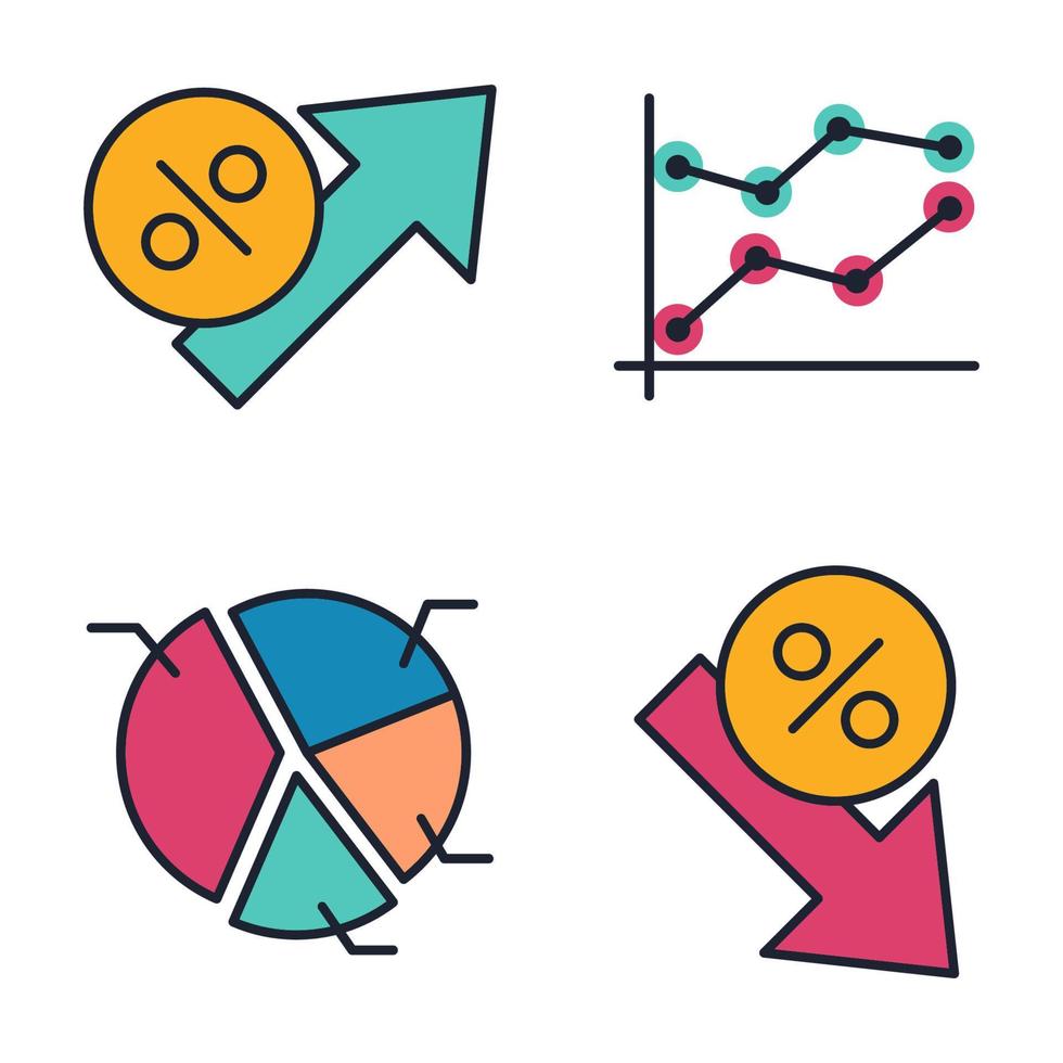 Datenanalyse-Set-Symbol-Symbolvorlage für Grafik- und Webdesign-Sammlung Logo-Vektor-Illustration vektor