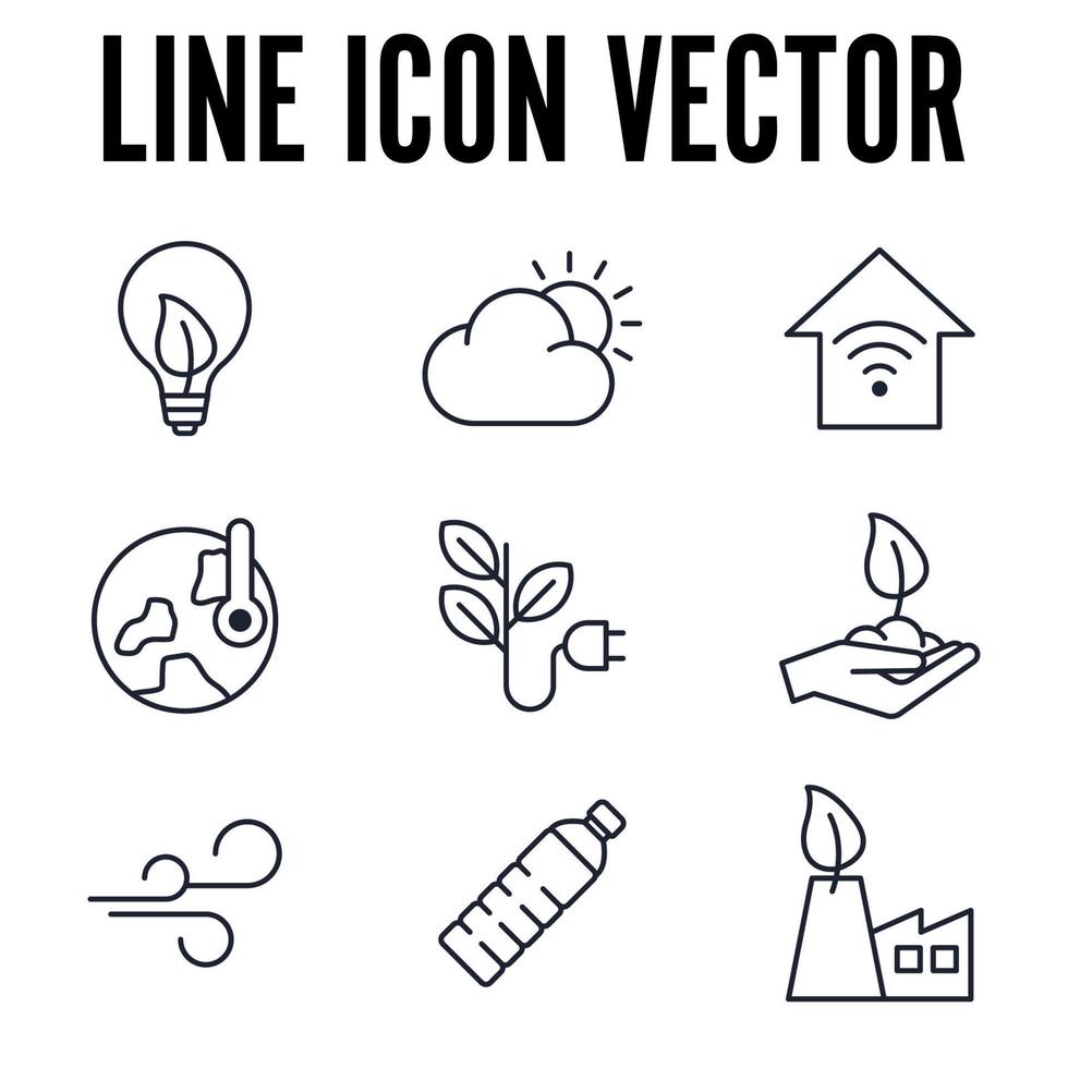 Ökologie und Umwelt setzen Symbolsymbolvorlage für Grafik- und Webdesign-Sammlung Logo-Vektorillustration vektor