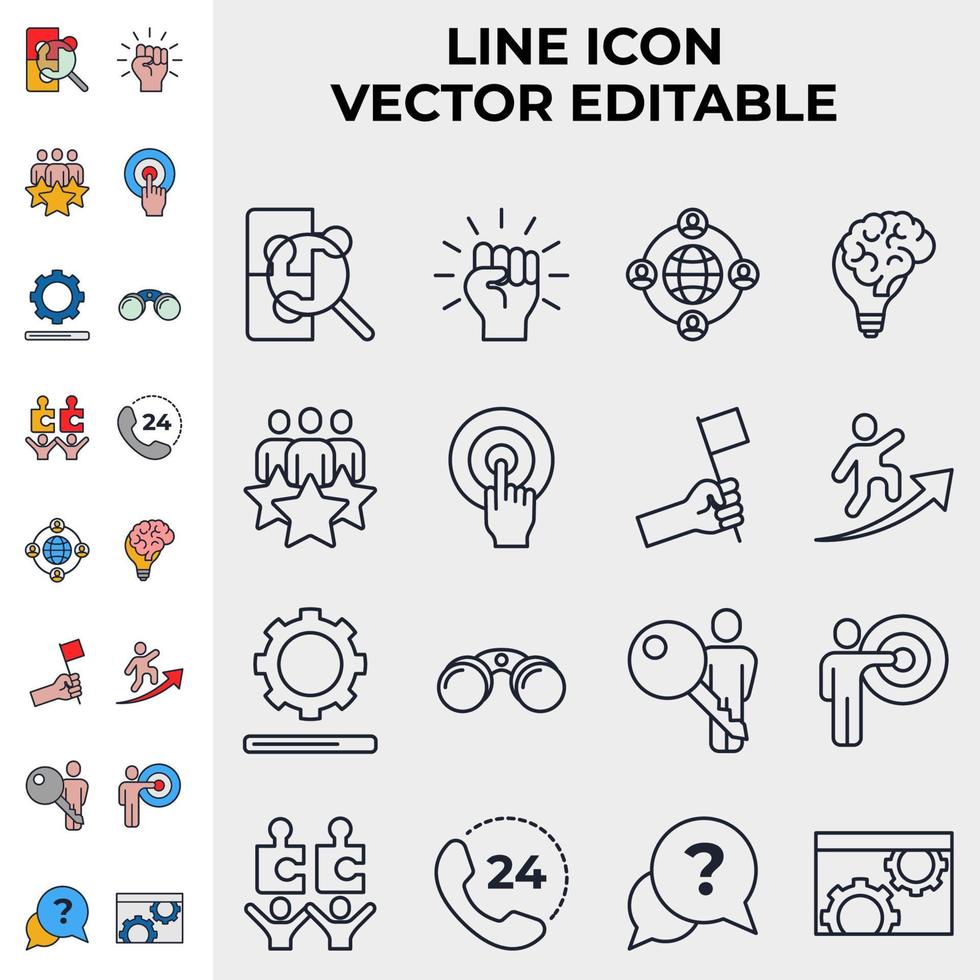 gesetzte ikonensymbolschablone der geschäftsteamarbeit für grafik- und webdesignsammlungslogo-vektorillustration vektor