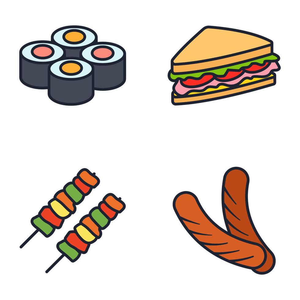 Fast-Food-Set-Symbol-Symbolvorlage für Grafik- und Webdesign-Sammlung Logo-Vektor-Illustration vektor