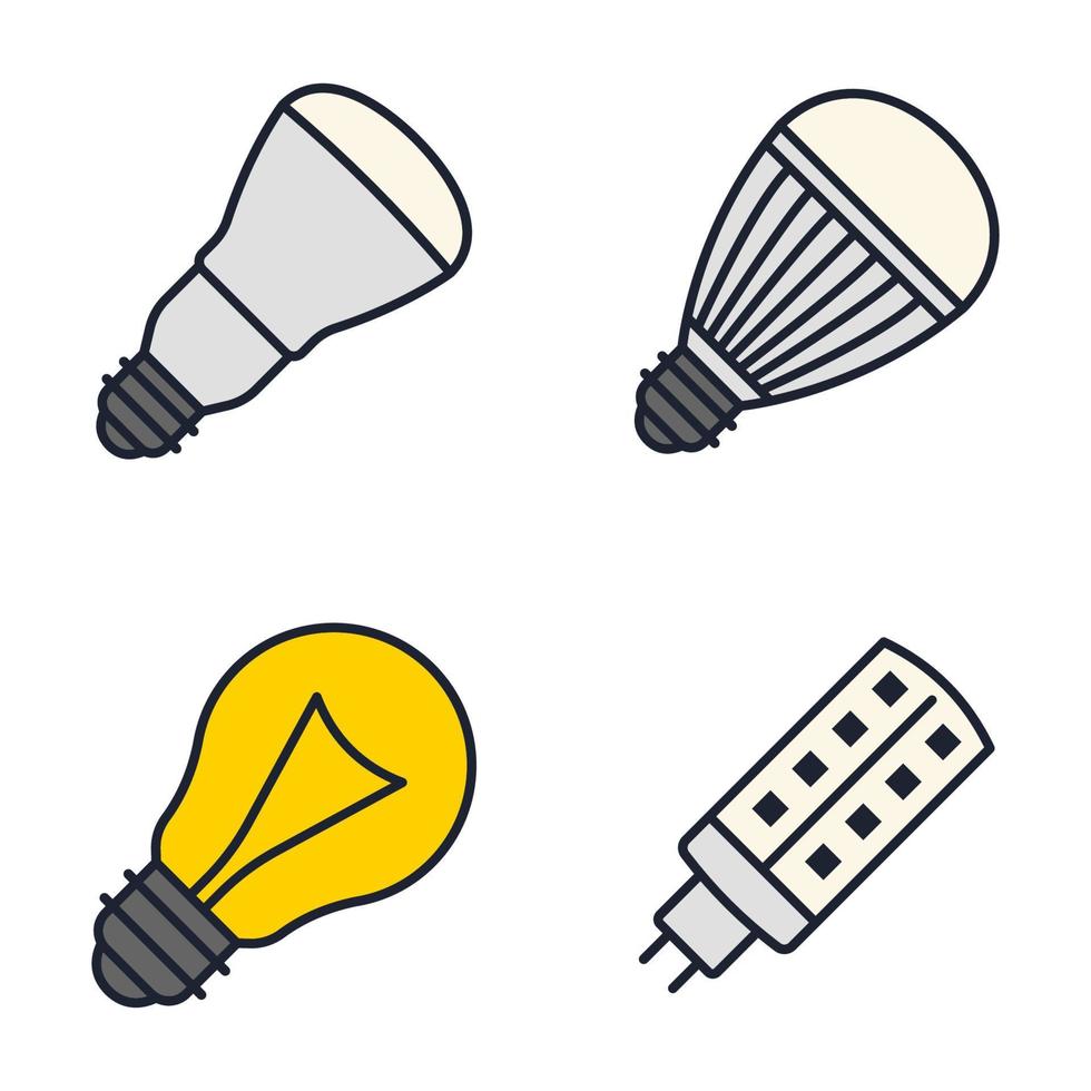 Symbol-Symbolschablone der Glühbirne gesetzt für Grafik- und Webdesign-Sammlungslogo-Vektorillustration vektor