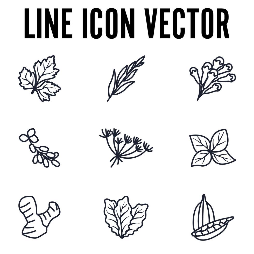 Gewürze, Gewürze und Kräuterelemente setzen Symbolsymbolvorlage für Grafik- und Webdesign-Sammlung Logo-Vektorillustration vektor