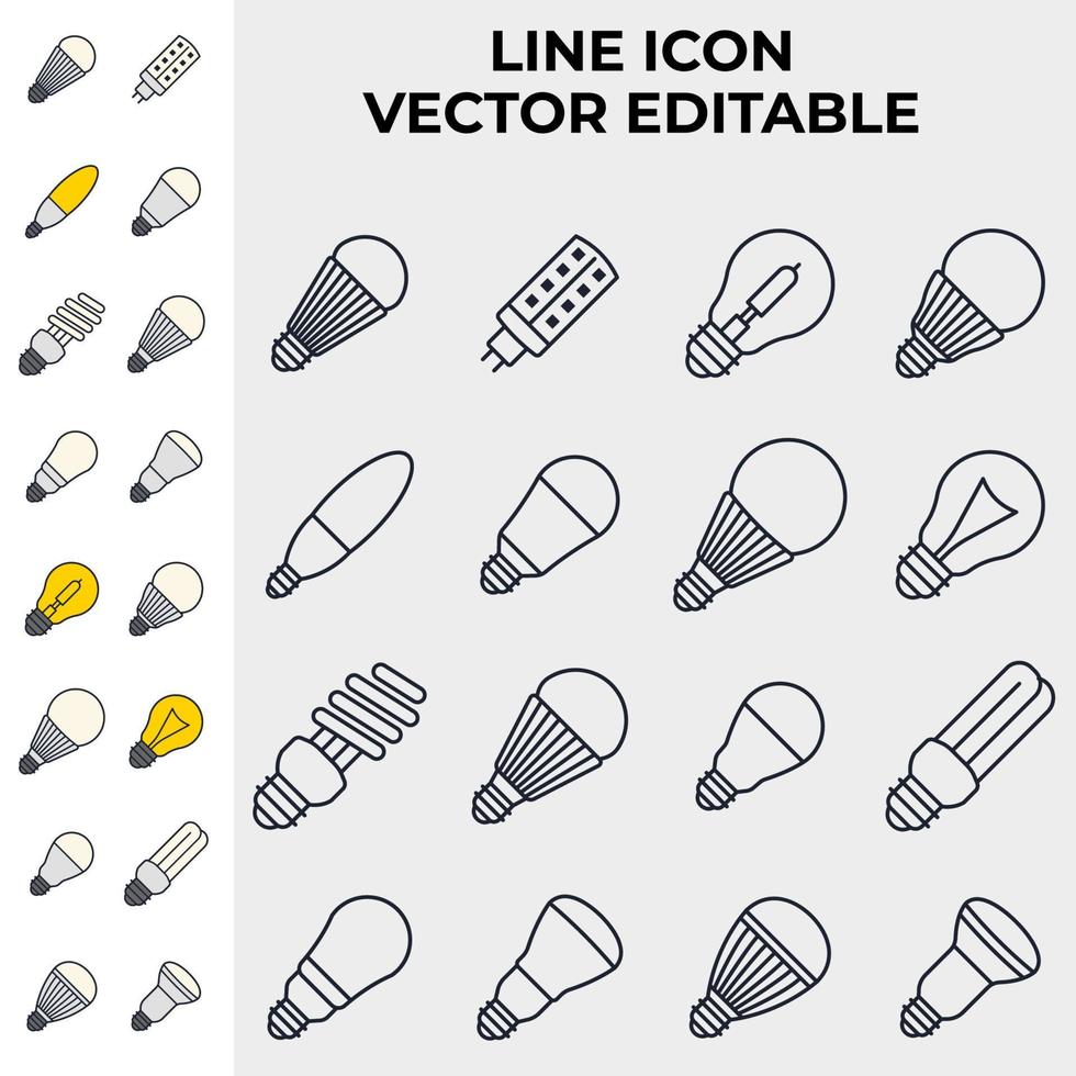 Symbol-Symbolschablone der Glühbirne gesetzt für Grafik- und Webdesign-Sammlungslogo-Vektorillustration vektor