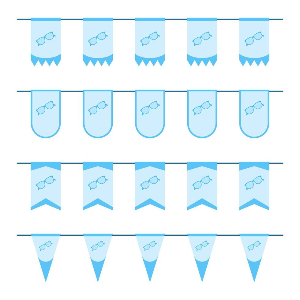 satz farbiger flaggen mit brille vektor
