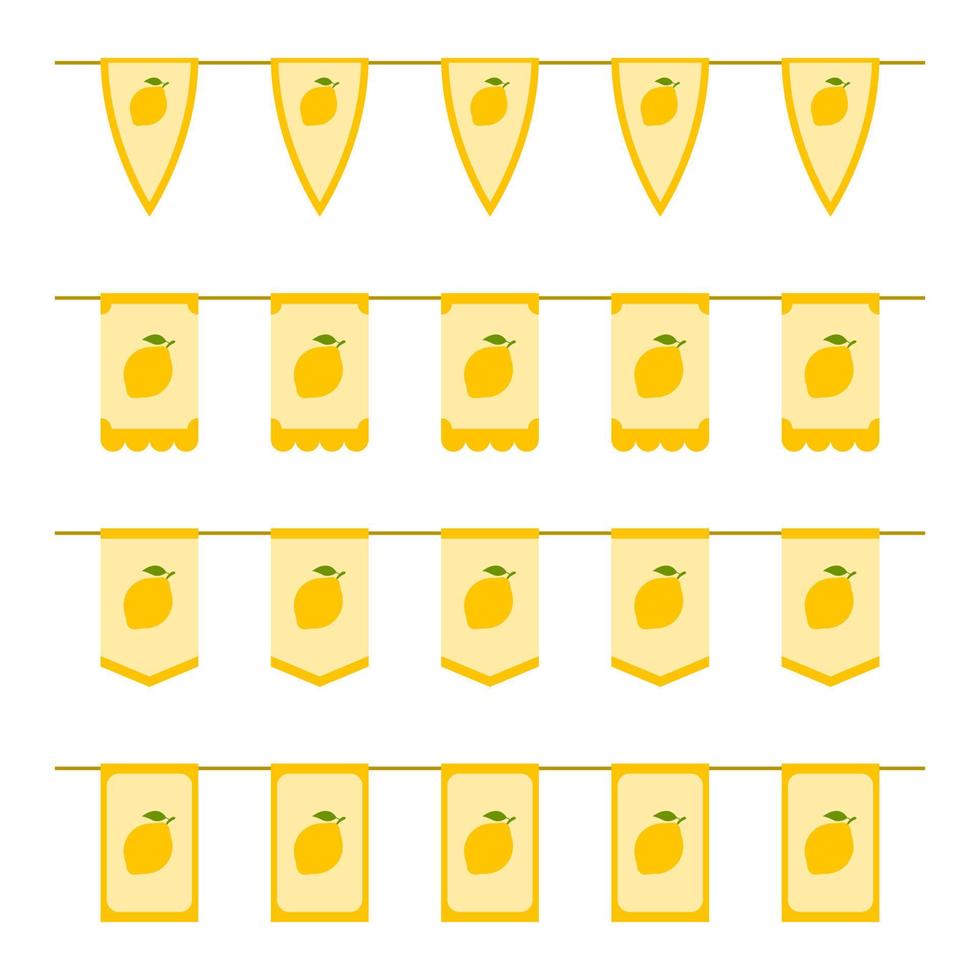 satz farbiger flaggen mit zitrone vektor