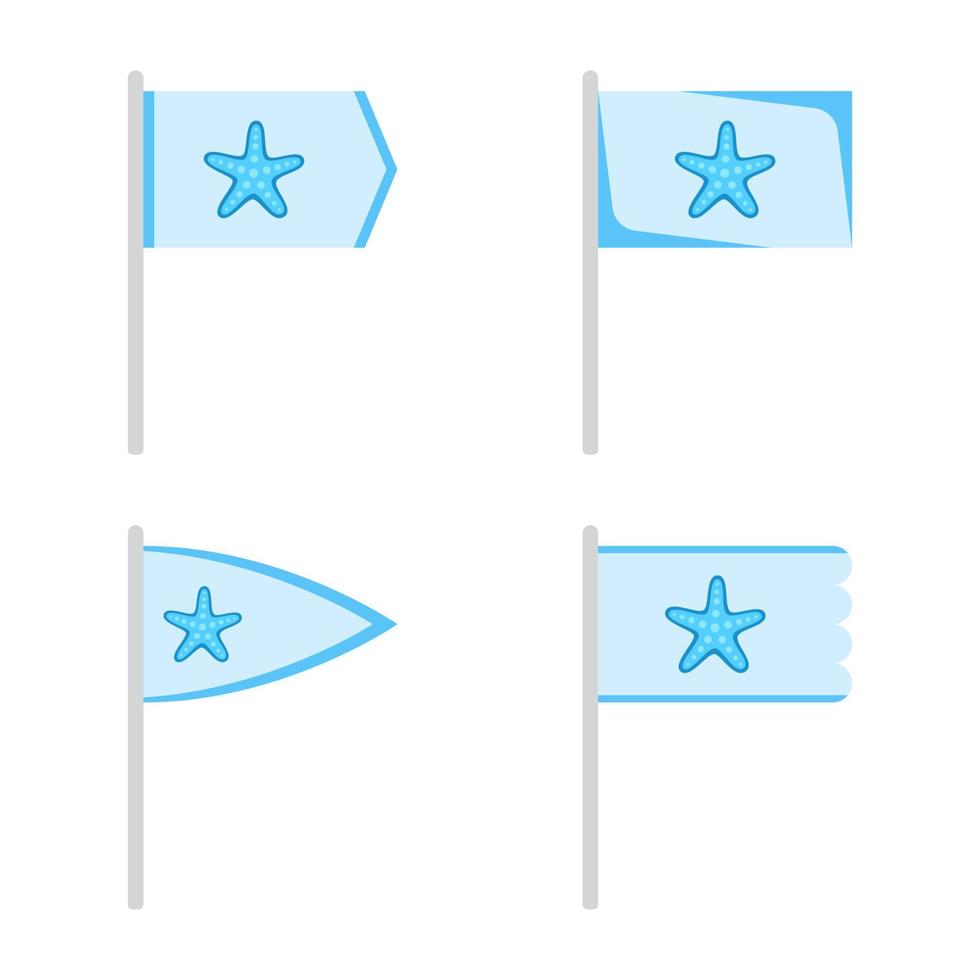 uppsättning färgade flaggor med sjöstjärnor vektor
