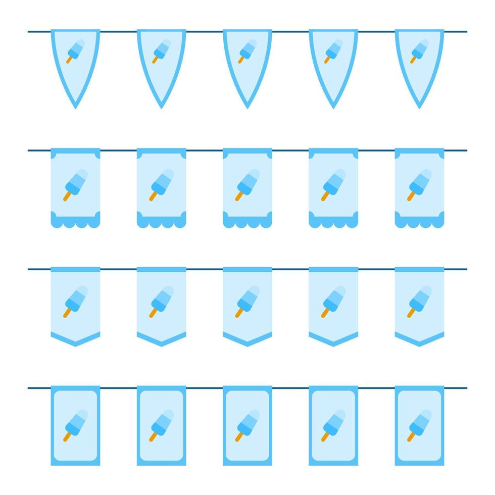 Reihe von farbigen Fahnen mit Eis vektor