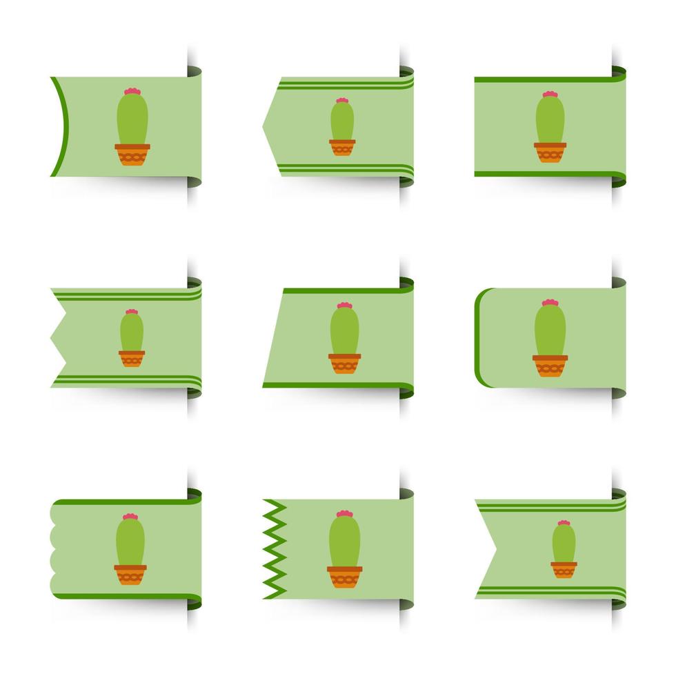 Reihe farbiger Lesezeichen mit Kaktus vektor