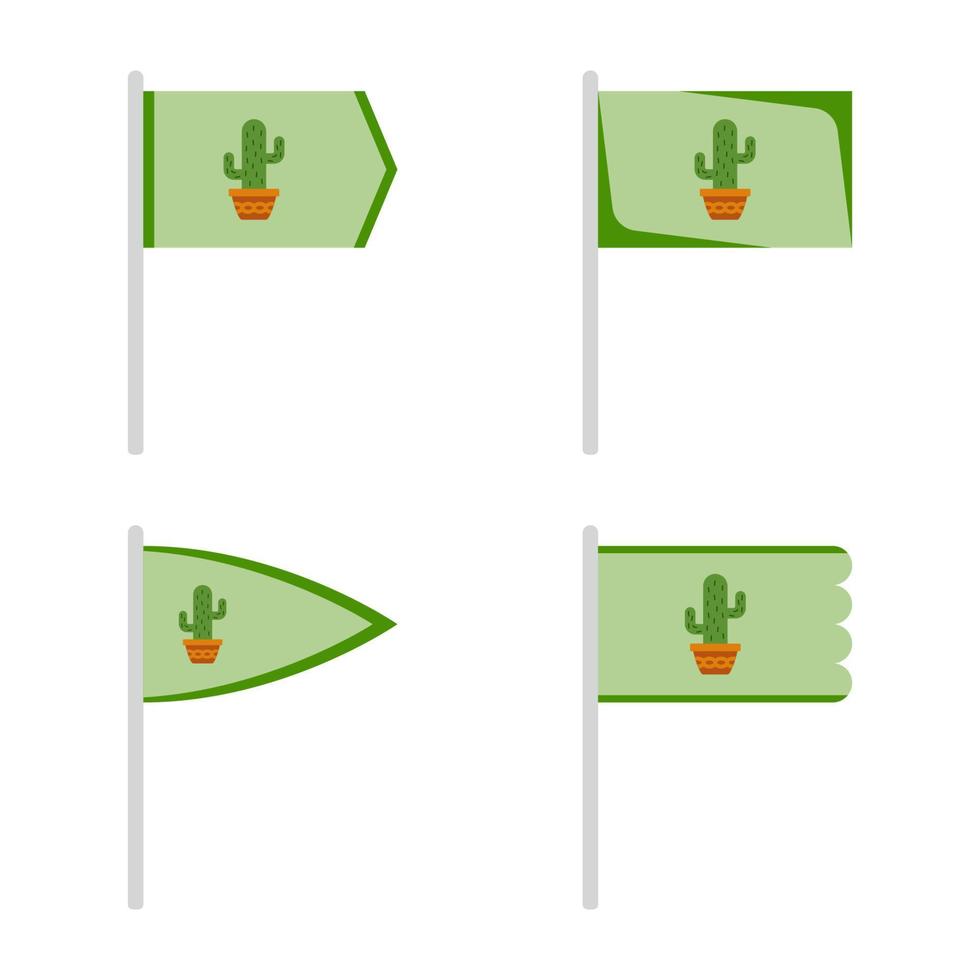 satz farbiger flaggen mit kaktus vektor