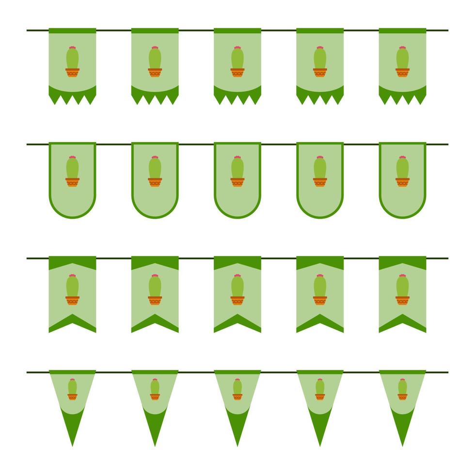 uppsättning färgade flaggor med kaktus vektor