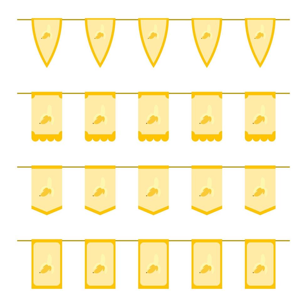 satz farbiger flaggen mit banane vektor