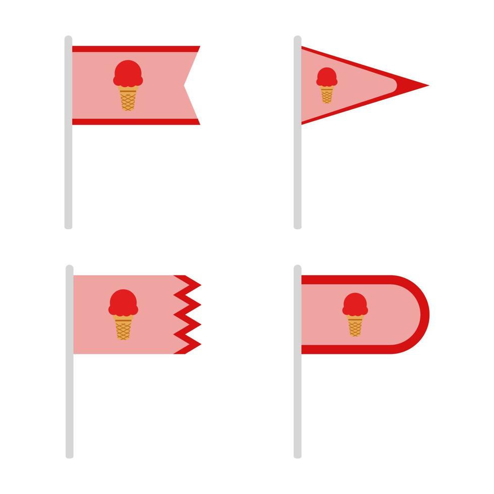 uppsättning färgade flaggor med glass vektor