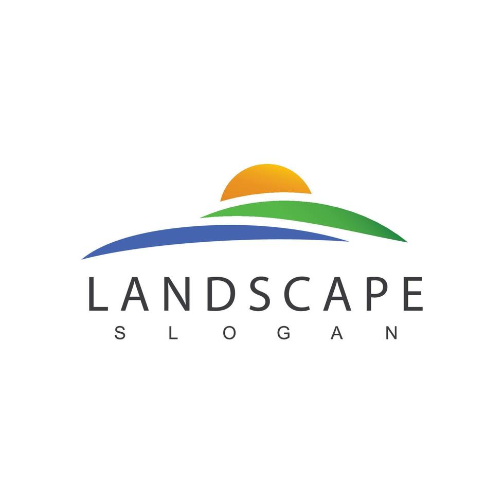 Landschaftslogo-Designvorlage, geeignet für Farm-, Hotel- und Reiseunternehmenssymbol vektor