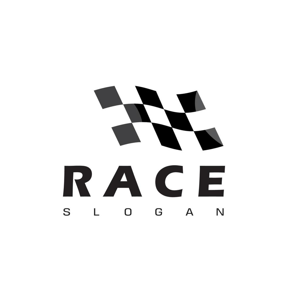 race logotyp formgivningsmall med svart och vit flaggsymbol vektor