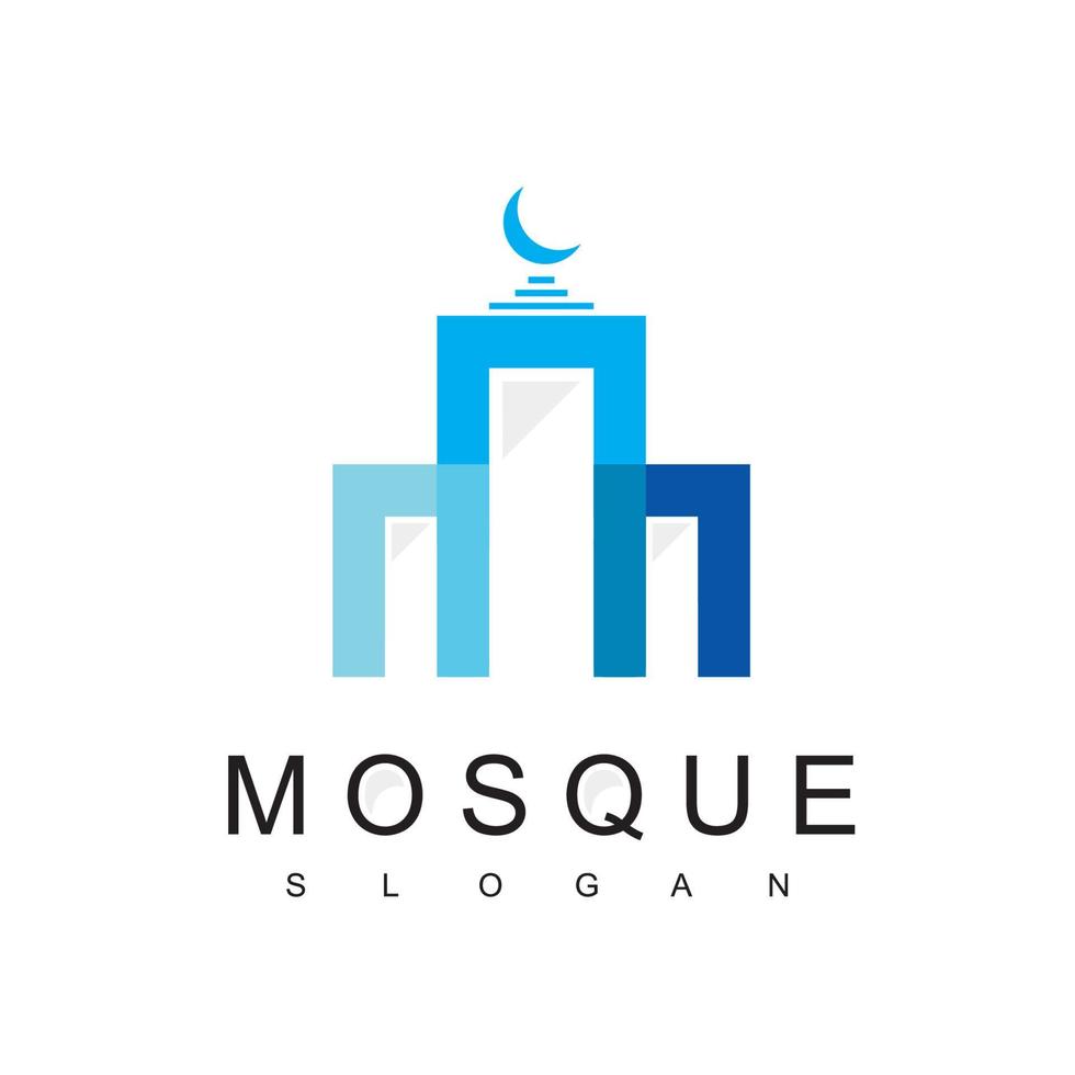 moské logotyp formgivningsmall, arabisk byggnad symbol vektor
