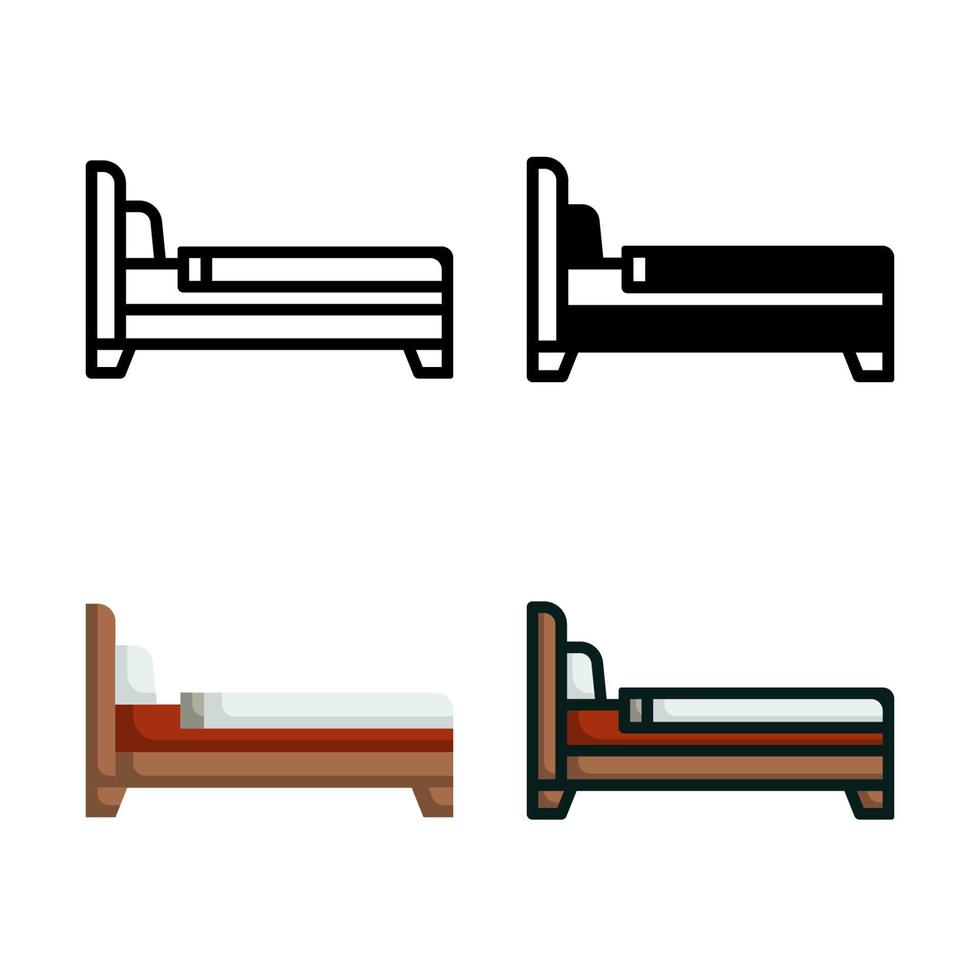 Bett-Icon-Set-Style-Kollektion vektor