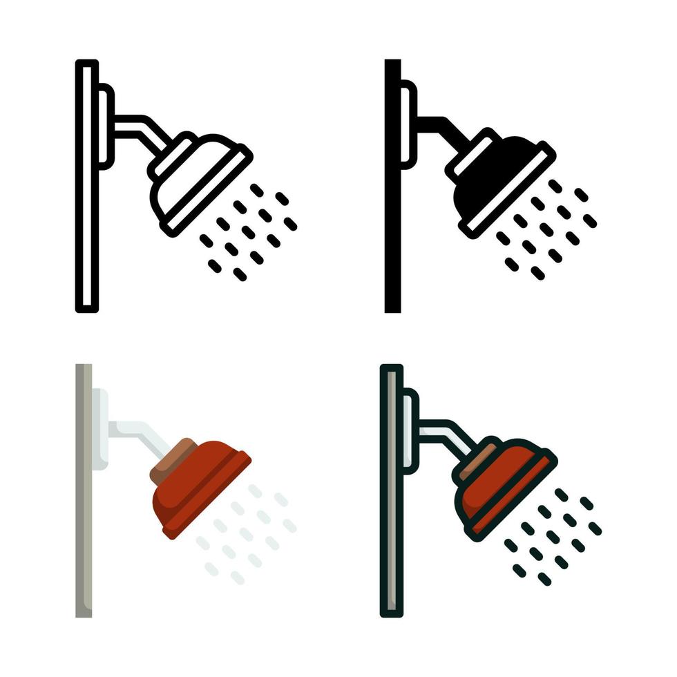 dusch ikonuppsättning stil samling vektor