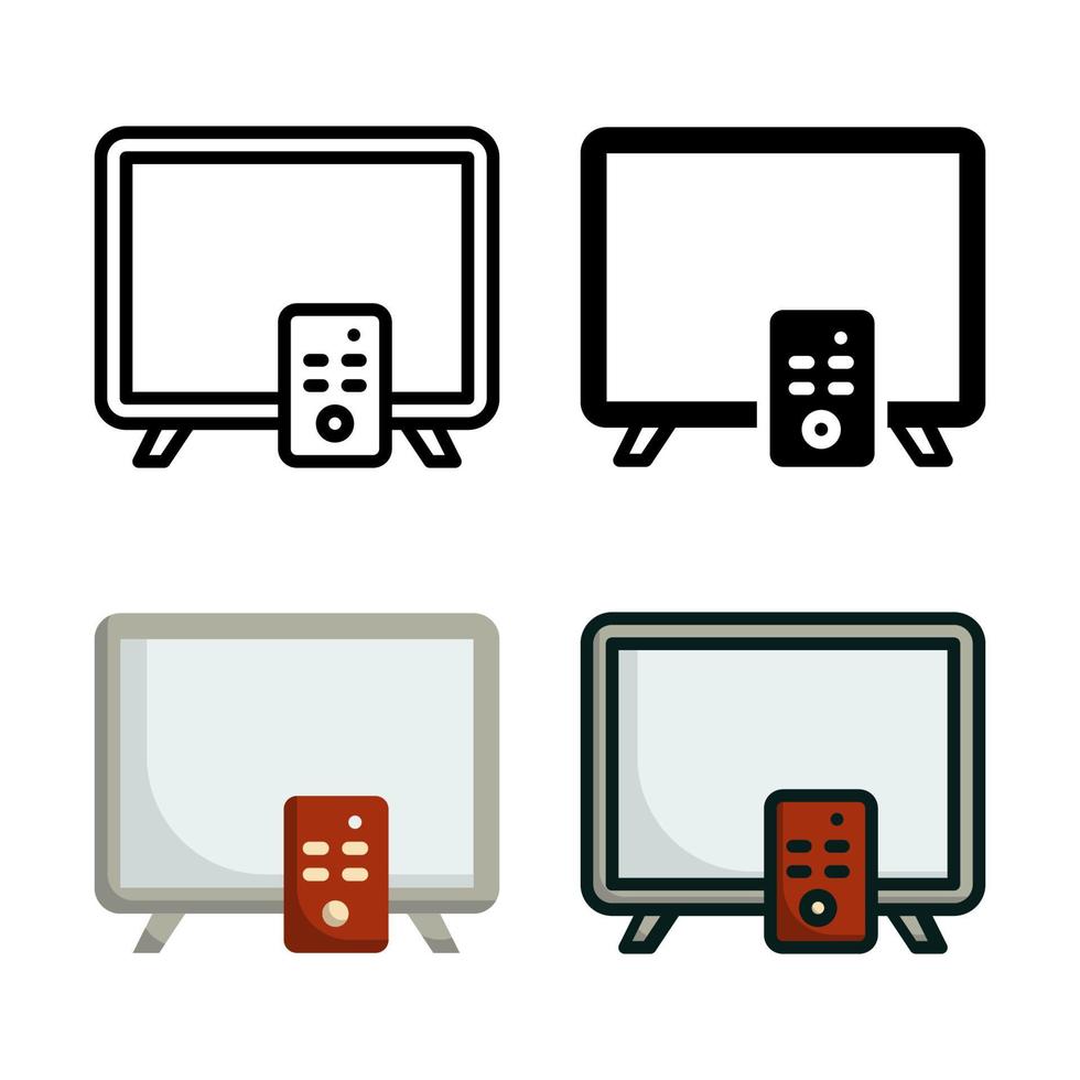 TV-Hotel-Icon-Set-Style-Kollektion vektor