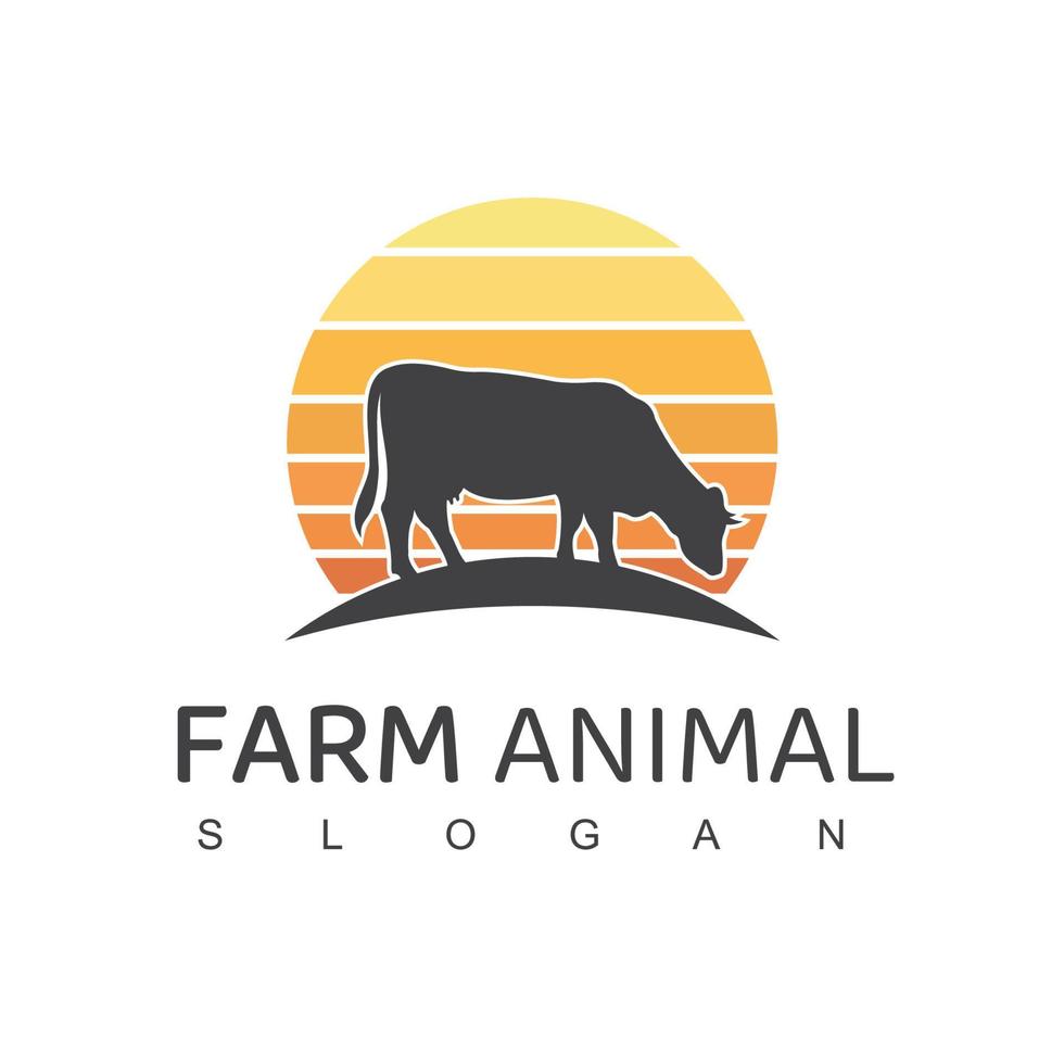 bondgårdsdjur logotyp, ko gård symbol vektor