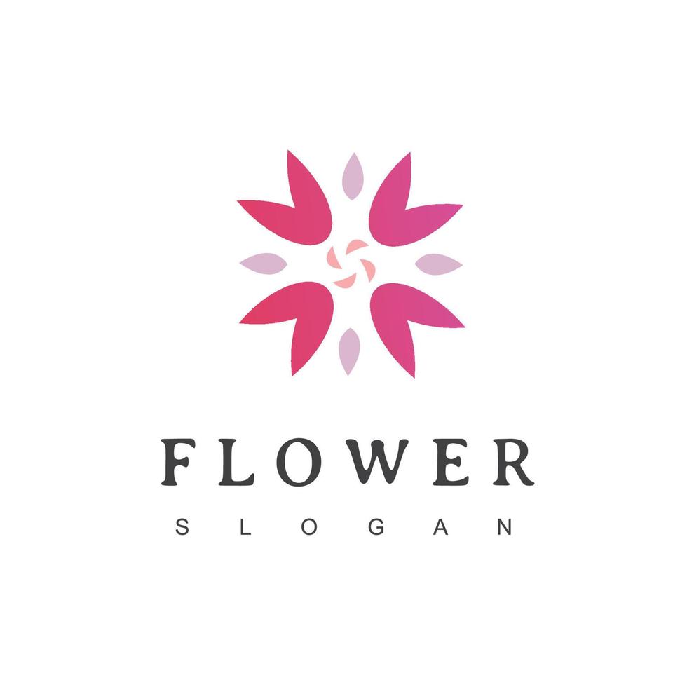 blomma logotyp. blommig ikon. blommigt emblem. kosmetika, spa, hotell, skönhetssalong, dekoration, boutiquelogotyp. vektor