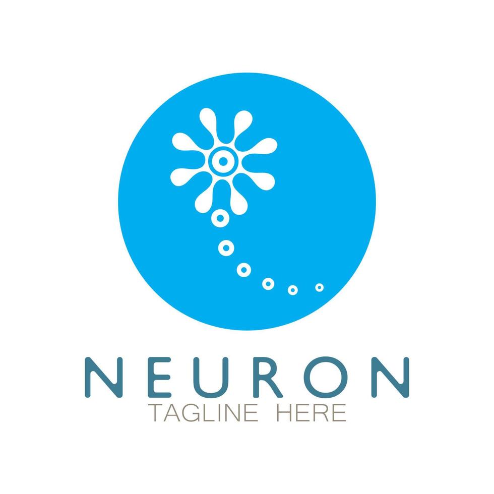 neuron logotyp eller nervcell logotyp design, molekyl logotyp illustration mall ikon med vektor koncept