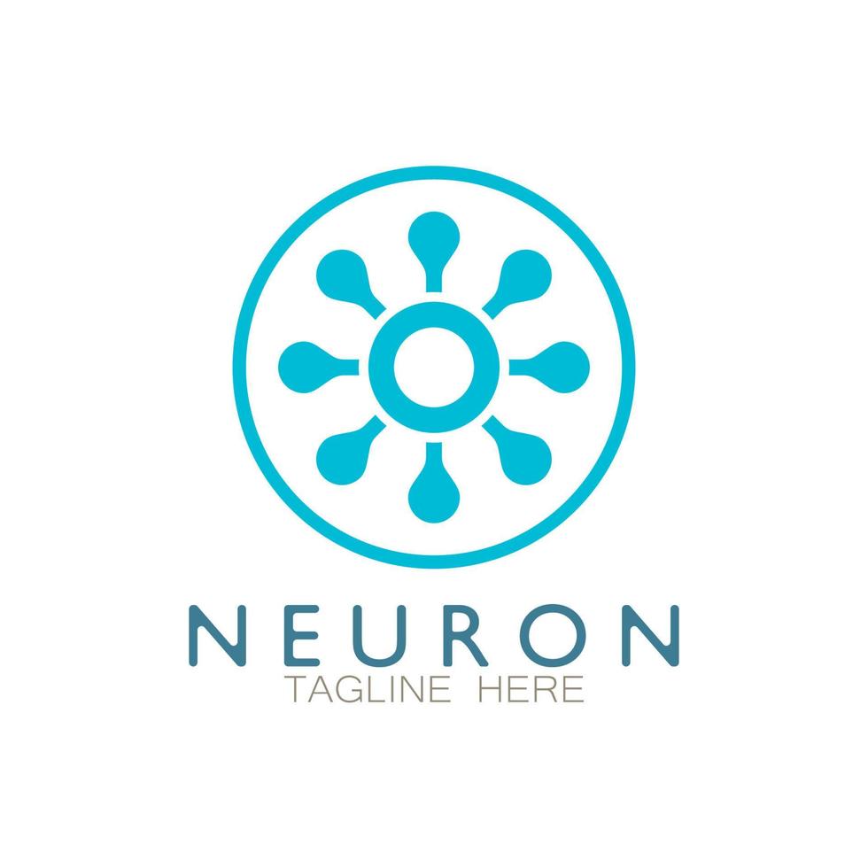 neuron logotyp eller nervcell logotyp design, molekyl logotyp illustration mall ikon med vektor koncept