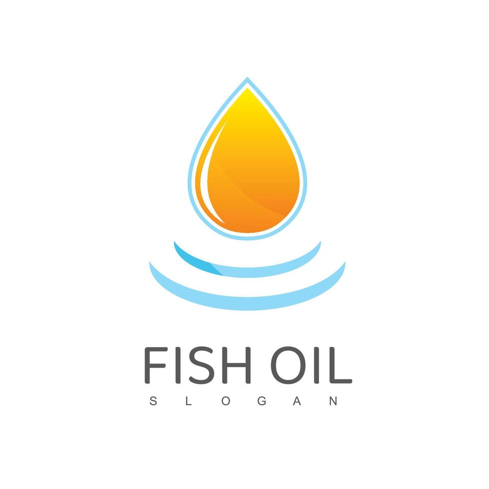 Fischöl-Logo mit Tröpfchensymbol vektor