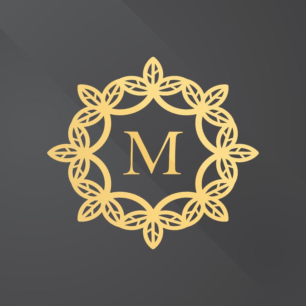 buchstabe m, blumenornament-logo-vorlage vektor