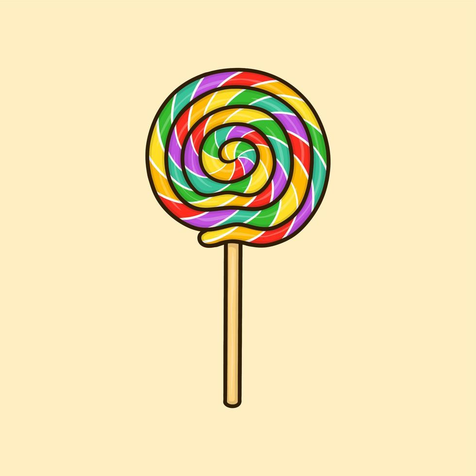 rainbow lollipop tecknad vektorillustration vektor